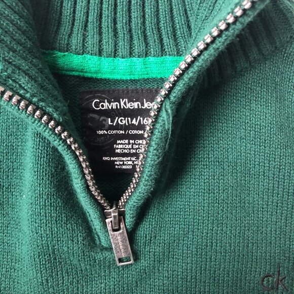 Calvin Klein Hunter Green Mock Neck Sweater Size L - Picture 2 of 2